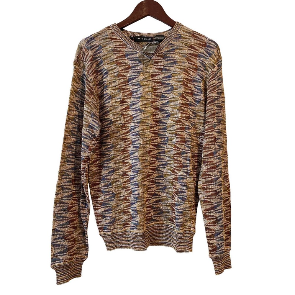 Vintage Jhane Barnes New Mori 80s Sweater Mens S Colorful Silk Blnd Coogi Style